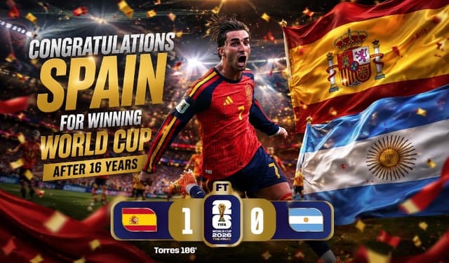 Spain win FIFA World Cup 2026 after extra-time victory over Argentina Spain win FIFA World Cup 2026 after extra-time victory over Argentina
