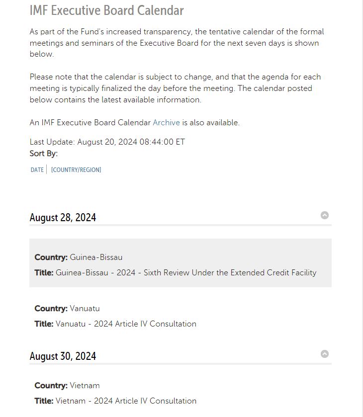 imf meeting calendar