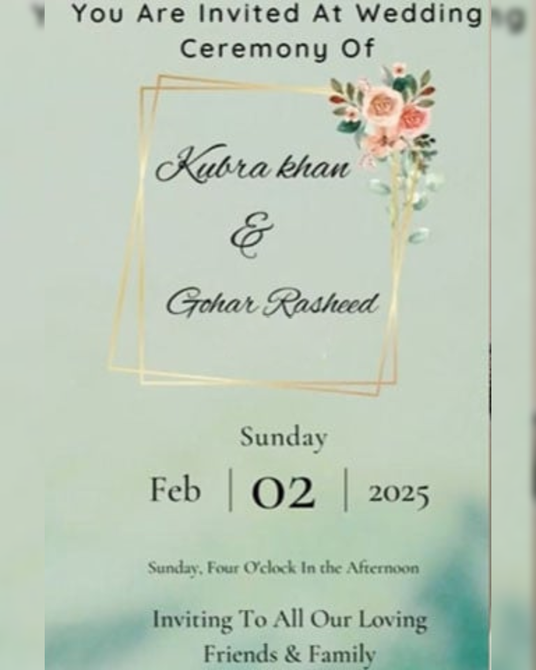 Kubra Khan Wedding Invite