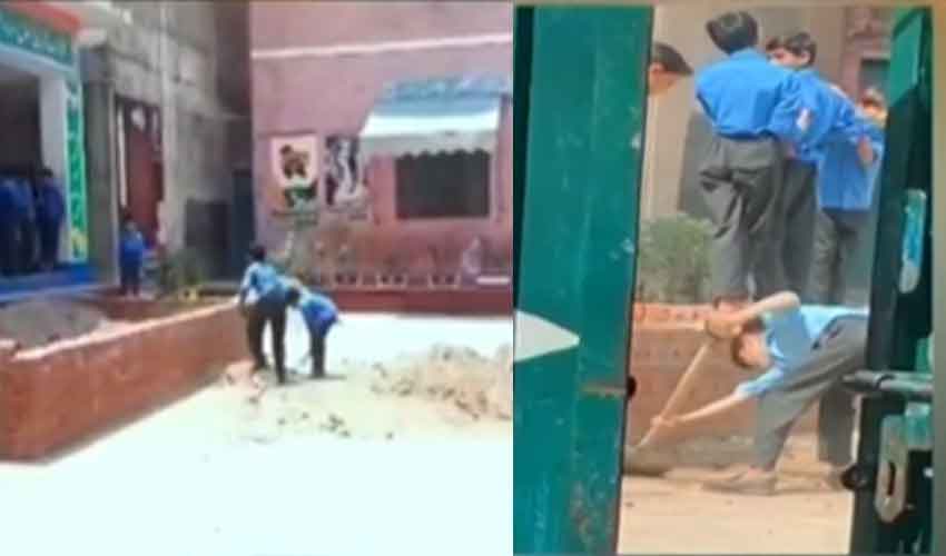 Outrage as Wazirabad school forces little students into labour