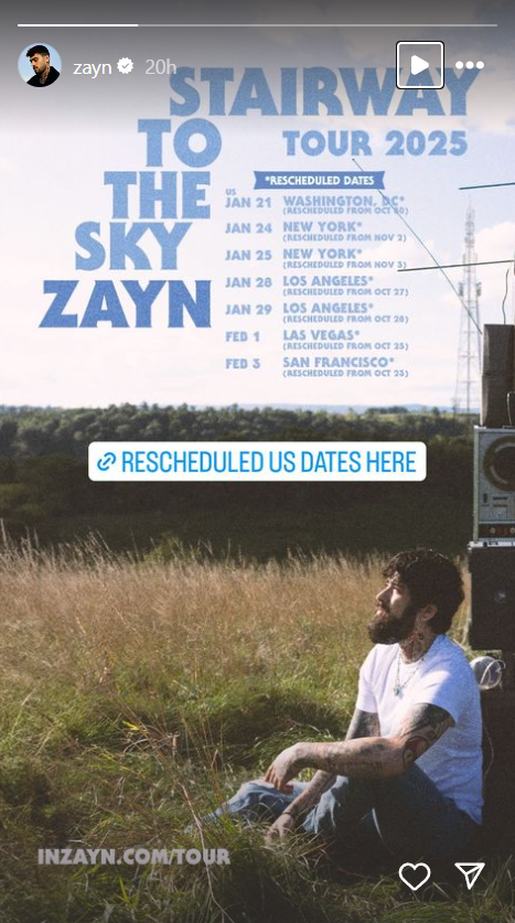 Zayn Malik Tour Dates Revised